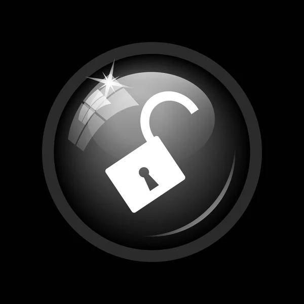 Open lock icon. Internet button on black background.