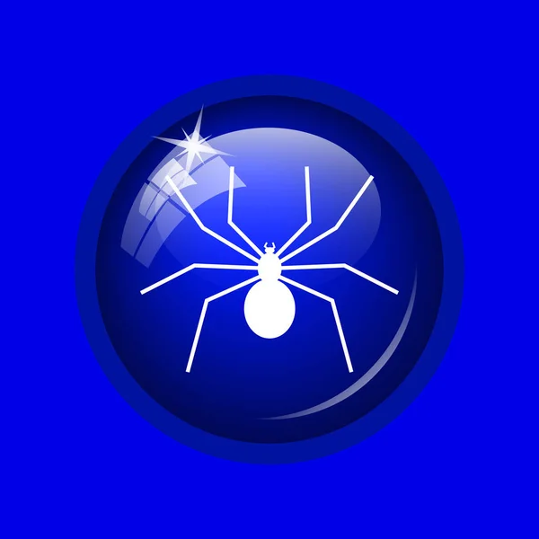 Icono Araña Botón Internet Sobre Fondo Azul —  Fotos de Stock