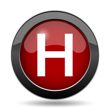 Hastane simgesi. Beyaz arka plan üzerinde Internet düğmesi