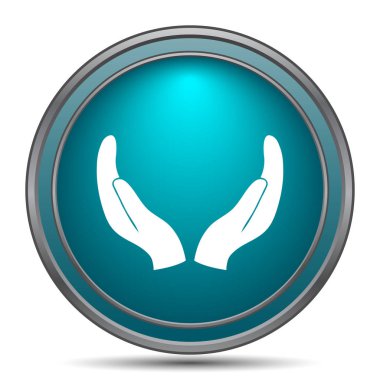 Eller simgesini korumak. Beyaz arka plan üzerinde Internet düğmesi