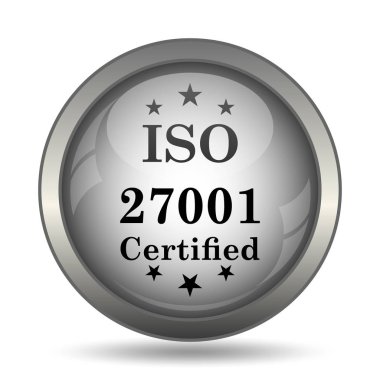 ISO 27001 siyah kutsal kişilerin resmi web sitesi düğme beyaz arka plan üzerinde