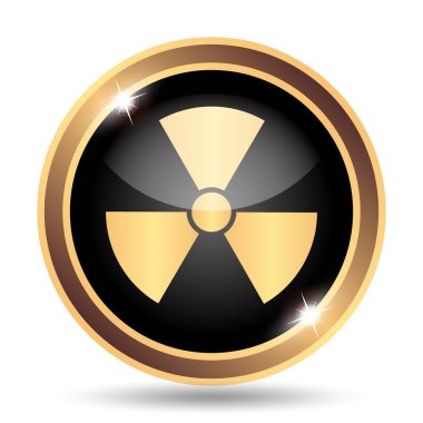 Radyasyon simgesi. Beyaz arka plan üzerinde Internet düğmesi