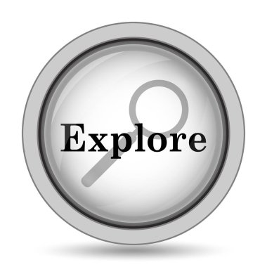 Simge keşfedin. Beyaz arka plan üzerinde Internet düğmesi