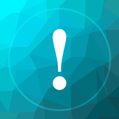 Dikkat simgesi. Mavi düşük poli arka plan dikkat Web sitesi düğmesini