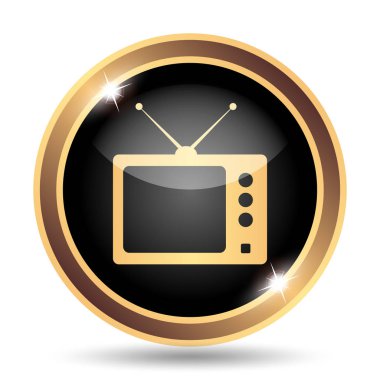 Retro tv simgesi. Beyaz arka plan üzerinde Internet düğmesi