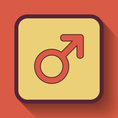 Web sitesi düğmesini turuncu arka plan üzerinde renkli erkek işareti simgesi