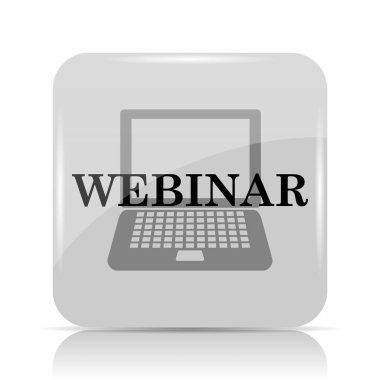 Webinar simgesi. Beyaz arka plan üzerinde Internet düğmesi