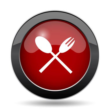 Çatal ve kaşık simgesi. Beyaz arka plan üzerinde Internet düğmesi
