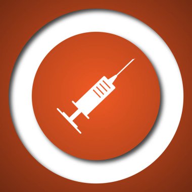 Şırınga simgesi. Beyaz arka plan üzerinde Internet düğmesi.