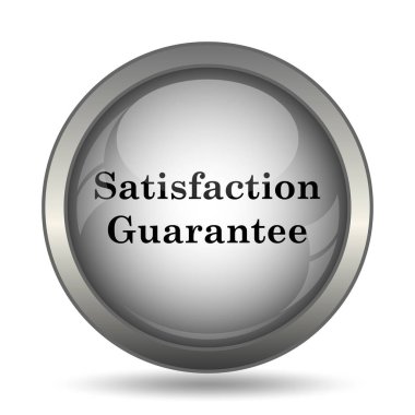 Memnuniyet garantisi siyah kutsal kişilerin resmi web sitesi düğme beyaz arka plan üzerinde