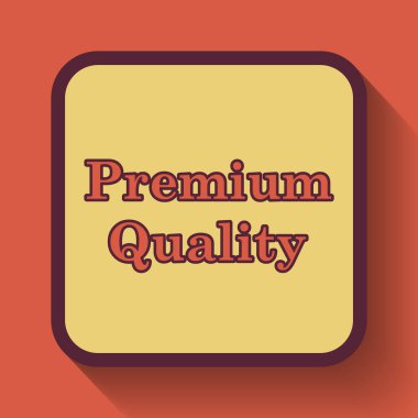 Premium kalite simgesi, Web sitesi düğmesini turuncu arka plan üzerinde renkli