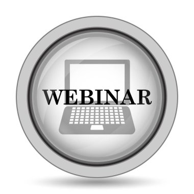 Webinar simgesi. Beyaz arka plan üzerinde Internet düğmesi