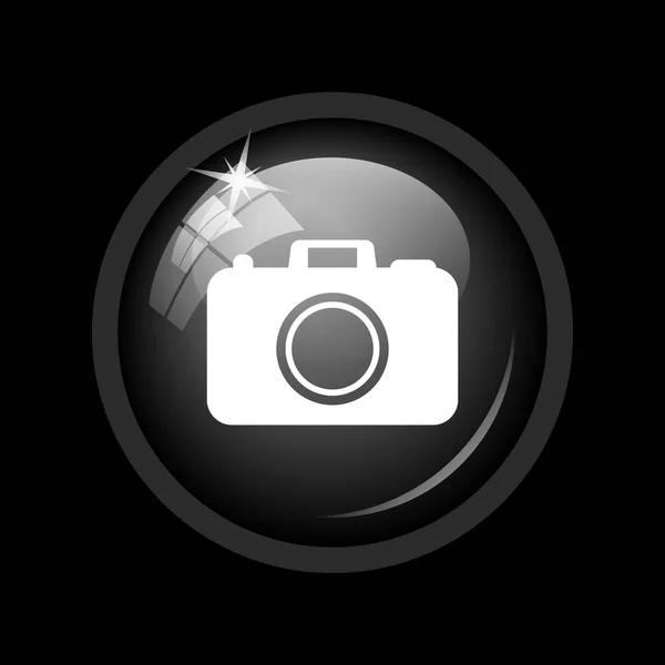Foto Camera Pictogram Internet Knop Zwarte Achtergrond — Stockfoto