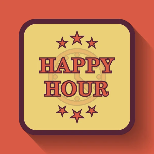 Happy Hour Icon Colored Website Button Orange Background — Stock Photo, Image