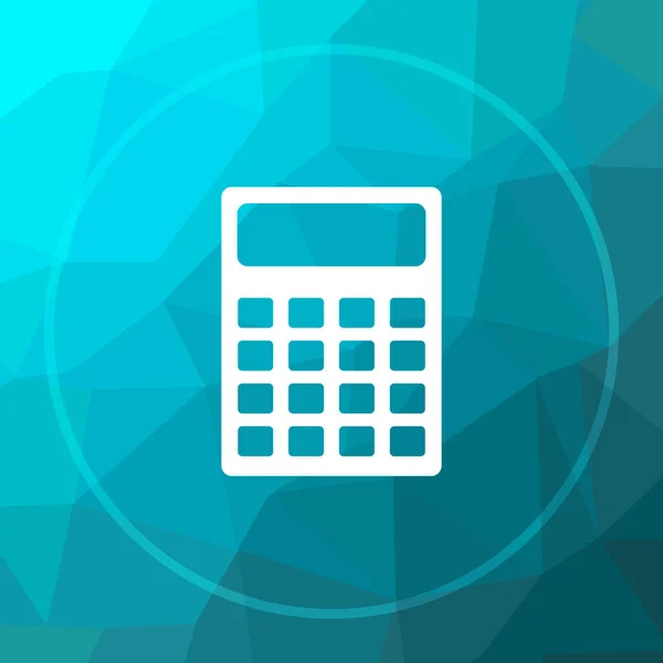 Calculator icon. Calculator website button on blue low poly background