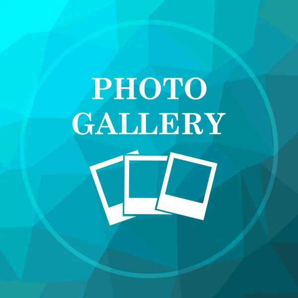 Photo Gallery Icon Photo Gallery Website Button Blue Low Poly — Stock Photo, Image