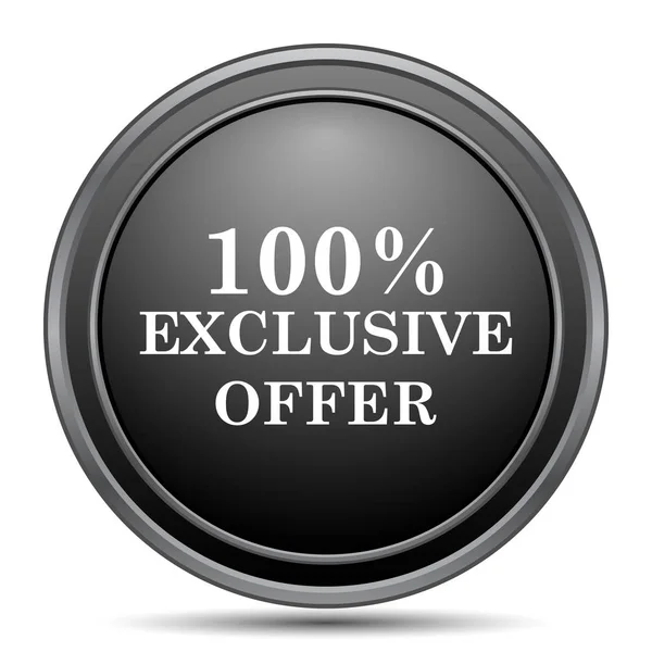 100 Exclusive Offer Icon Black Website Button White Background — Stock Photo, Image