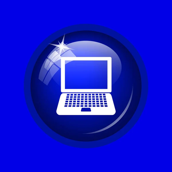 Het Pictogram Van Laptop Internet Knop Blauwe Achtergrond — Stockfoto