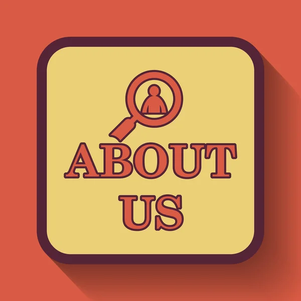 About us icon, colored website button on orange background