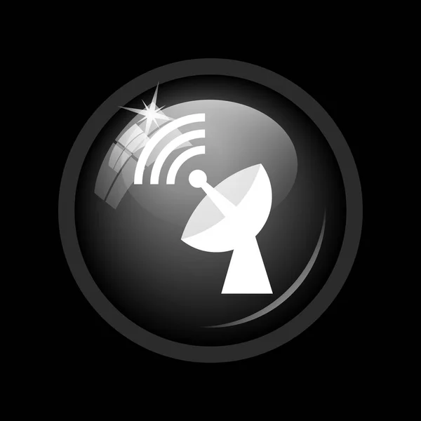Wireless antenna icon. Internet button on black background.