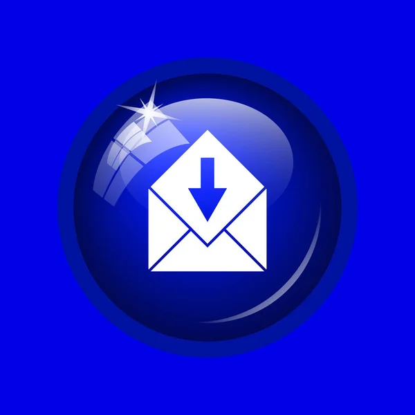 Recibir Icono Correo Electrónico Botón Internet Sobre Fondo Azul — Foto de Stock