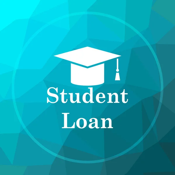 Student loan icon. Student loan website button on blue low poly background