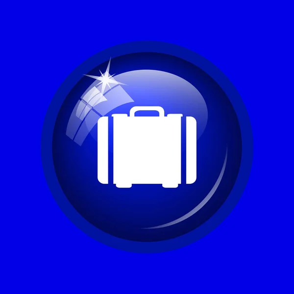 スーツケースのアイコン 青色の背景のインター ネット ボタン — ストック写真