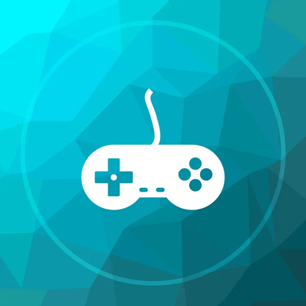 Ícone Gamepad Gamepad Botão Site Fundo Azul Baixo Poli — Fotografia de Stock
