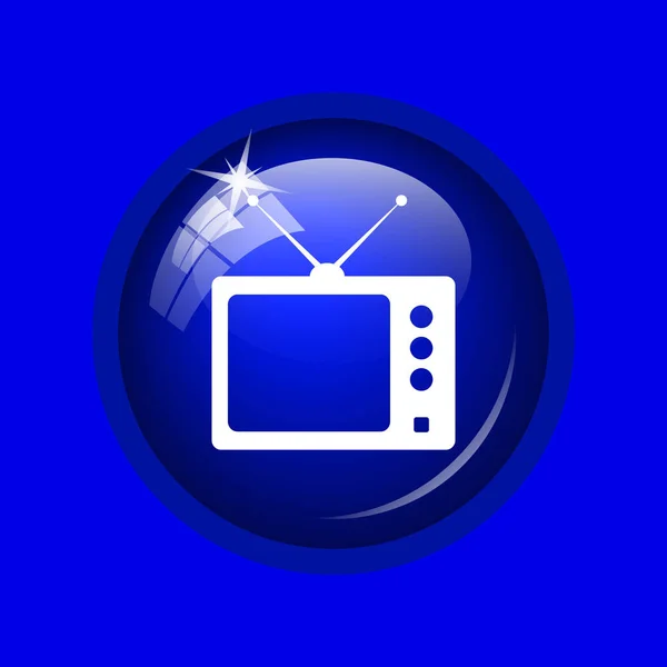 Icono Televisión Retro Botón Internet Sobre Fondo Azul —  Fotos de Stock