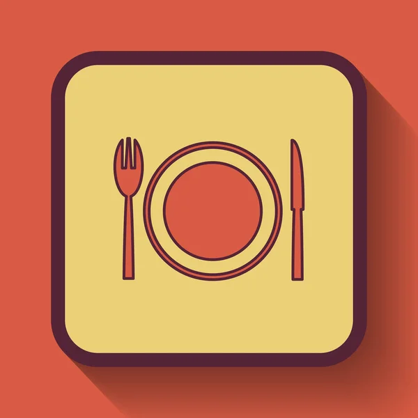 Ícone Restaurante Botão Site Colorido Fundo Laranja — Fotografia de Stock
