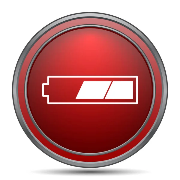 Trzecie Ikony Naładowanej Baterii Przycisk Internet Białym Tle — Zdjęcie stockowe