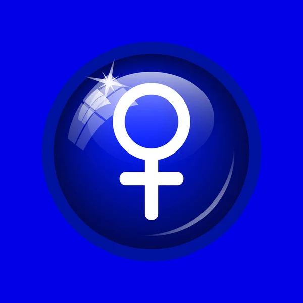 女性符号图标 蓝色背景上的互联网按钮 — 图库照片