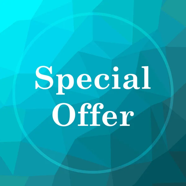 Special offer icon. Special offer website button on blue low poly background