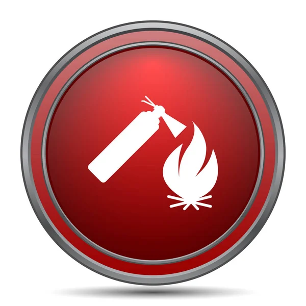 火のアイコン 白い背景の上のインター ネット ボタン — ストック写真