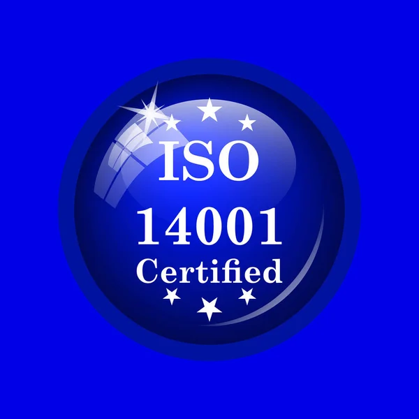 Icona Iso14001 Pulsante Internet Sfondo Blu — Foto Stock