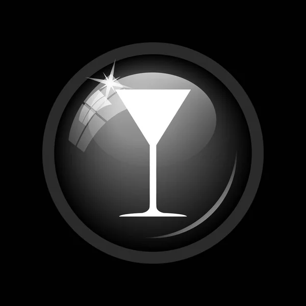 Icono Cristal Martini Botón Internet Sobre Fondo Negro — Foto de Stock