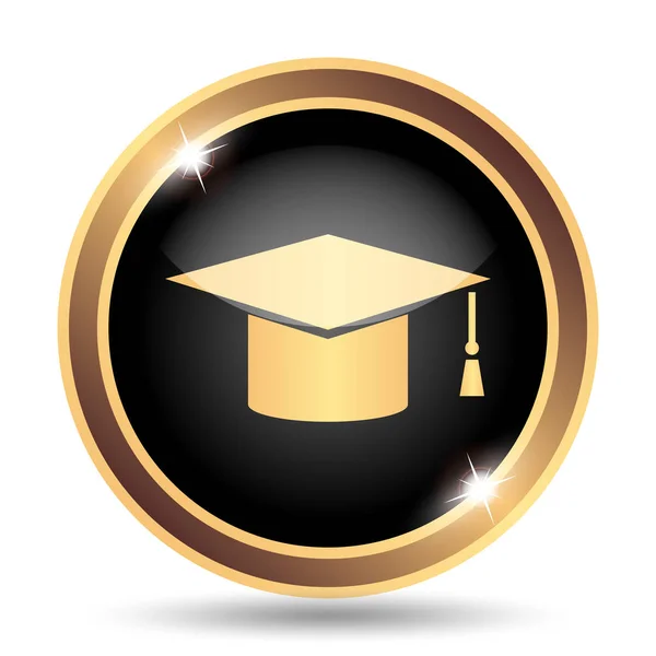 Ícone Graduação Botão Internet Fundo Branco — Fotografia de Stock