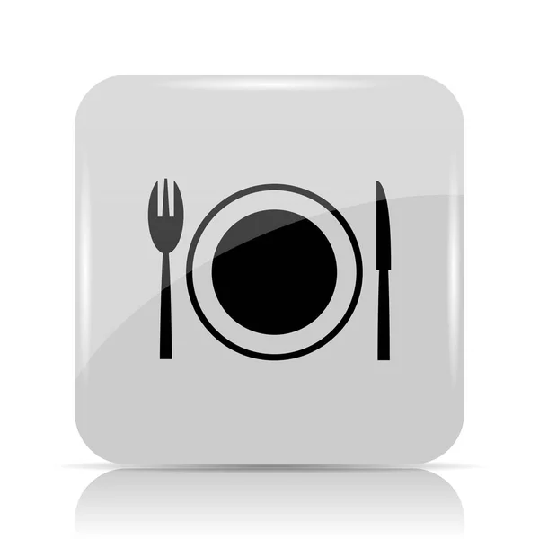 Значок Ресторана Кнопка Интернет Белом Фоне — стоковое фото