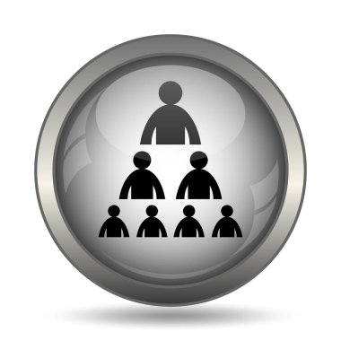 Beyaz arka plan üzerine insanlar kutsal kişilerin resmi, siyah Web sitesi tuşu ile kuruluş şeması