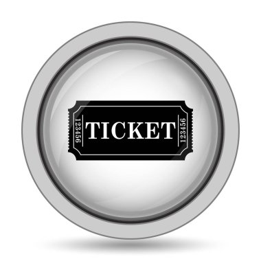 Sinema bilet simgesi. Beyaz arka plan üzerinde Internet düğmesi