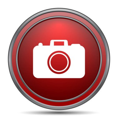 Fotoğraf kamera simgesi. Beyaz arka plan üzerinde Internet düğmesi
