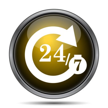 24/7 simgesi. Beyaz arka plan üzerinde Internet düğmesi