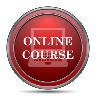 Online ders simgesi. Beyaz arka plan üzerinde Internet düğmesi