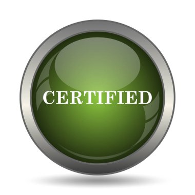 Sertifikalı simgesi. Beyaz arka plan üzerinde Internet düğmesi.