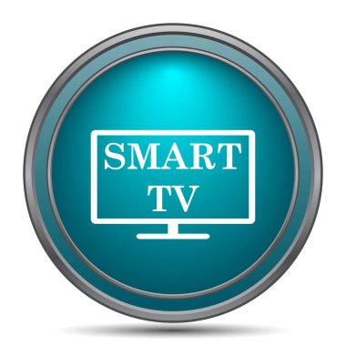 Akıllı tv simgesi. Beyaz arka plan üzerinde Internet düğmesi
