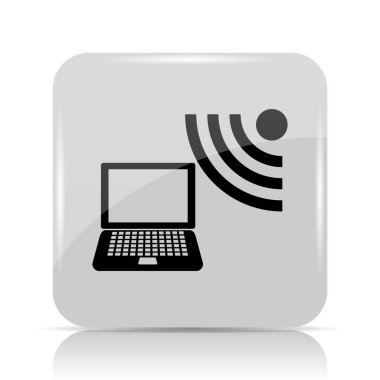 Kablosuz dizüstü simgesi. Beyaz arka plan üzerinde Internet düğmesi