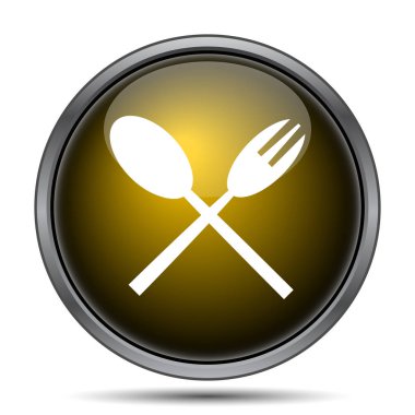 Çatal ve kaşık simgesi. Beyaz arka plan üzerinde Internet düğmesi