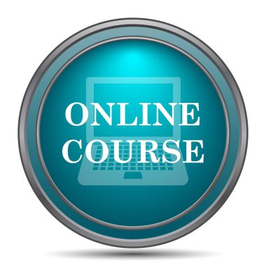 Online ders simgesi. Beyaz arka plan üzerinde Internet düğmesi