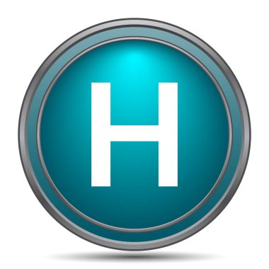 Hastane simgesi. Beyaz arka plan üzerinde Internet düğmesi