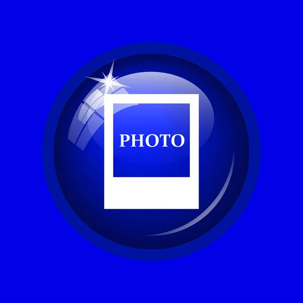 Значок Фотографій Інтернет Кнопки Синьому Фоні — стокове фото
